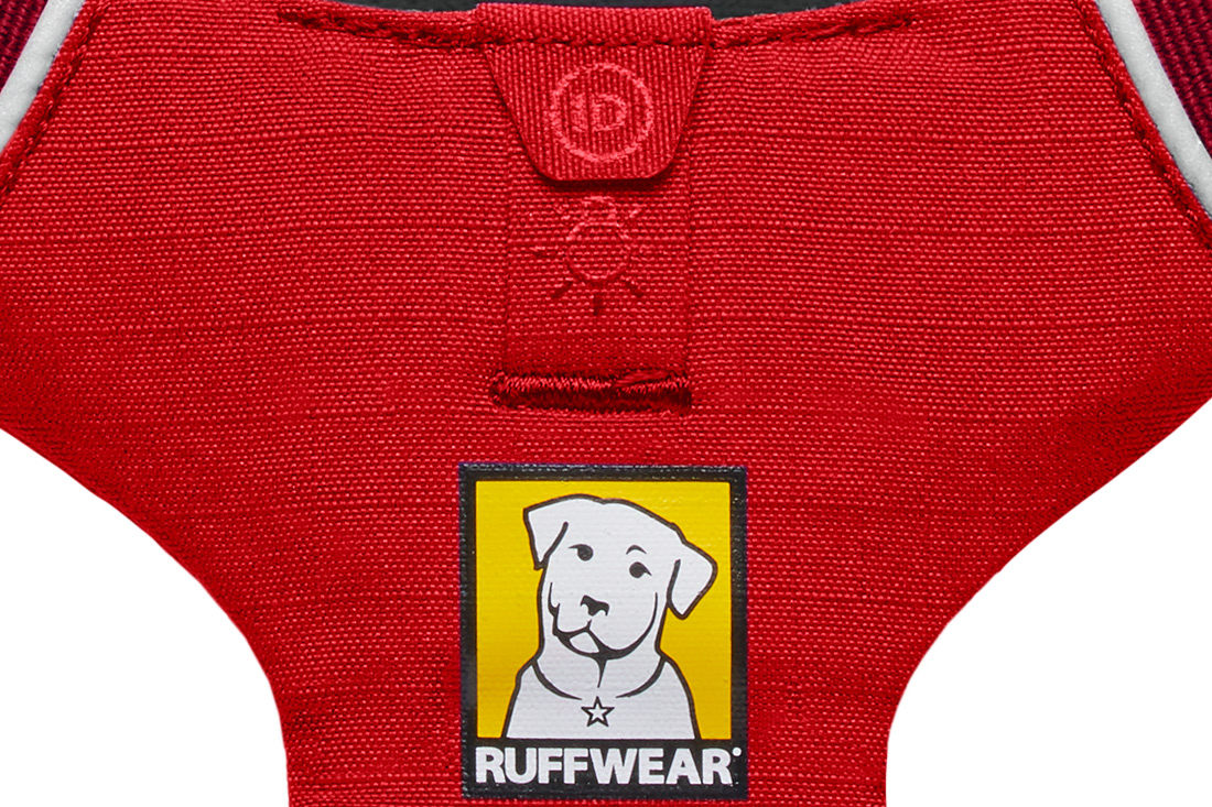 Ruffwear Front Range HArness. Showing Light Loop Attachment for Ruffwear Beacon Light